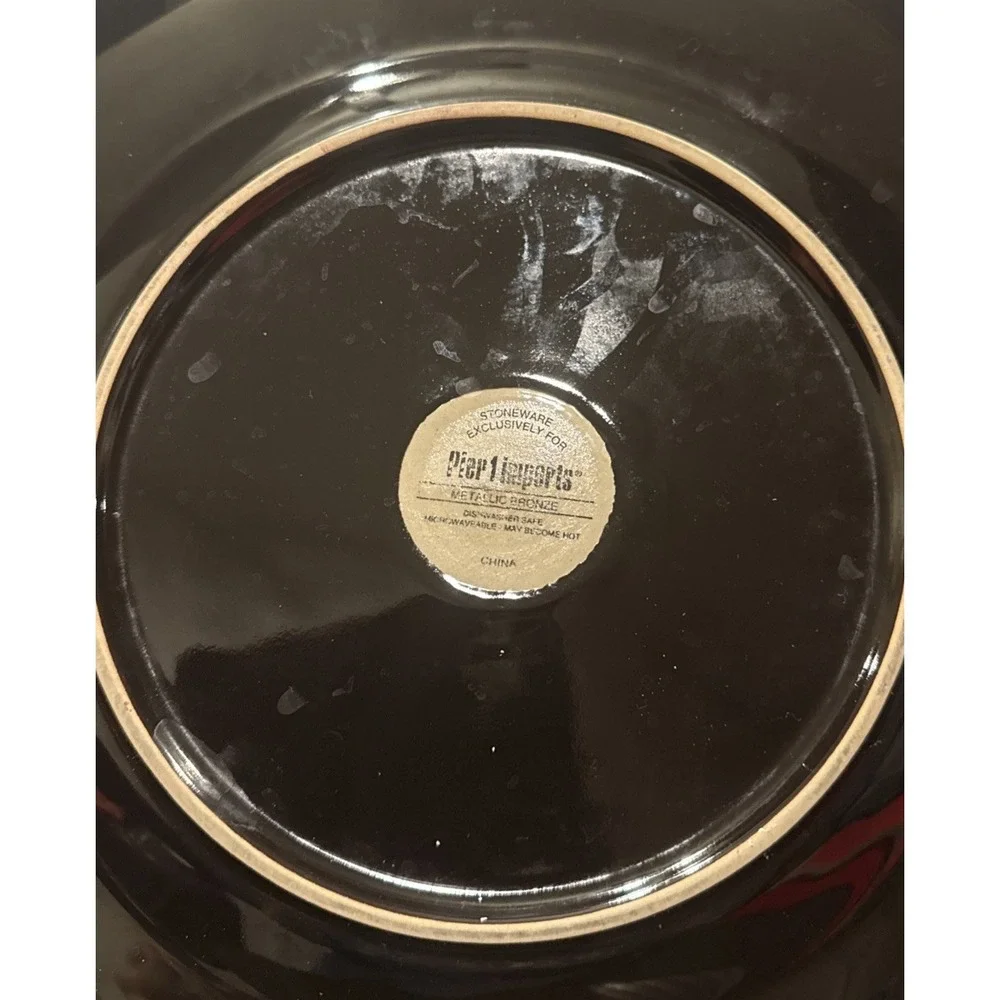 Pier 1 Imports Metallic Bronze Stoneware Dinner Plates Plate 11 Inch Set Of 4‎